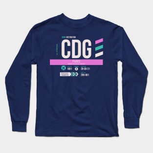 Paris (CDG) Airport Code Baggage Tag D Long Sleeve T-Shirt